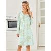 image:imageEkouaer Long Sleeve Nightgowns for Women Soft Knit House Dress SleepshirtsGreen Flower