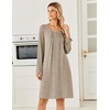 image:imageEkouaer Long Sleeve Nightgowns for Women Soft Knit House Dress SleepshirtsKhakki