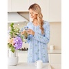 image:imageEkouaer Long Sleeve Nightgowns for Women Soft Knit House Dress SleepshirtsLight Blue Flower