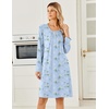 image:imageEkouaer Long Sleeve Nightgowns for Women Soft Knit House Dress SleepshirtsLight Blue Flower