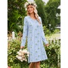 image:imageEkouaer Long Sleeve Nightgowns for Women Soft Knit House Dress SleepshirtsLight Blue Flower