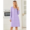 image:imageEkouaer Long Sleeve Nightgowns for Women Soft Knit House Dress SleepshirtsPurple Flower