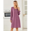 image:imageEkouaer Long Sleeve Nightgowns for Women Soft Knit House Dress SleepshirtsRed