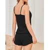 image:imageEkouaer Womens Cami Pajama Sets 2 Piece Ribbed Knit PJsBlack