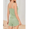 image:imageEkouaer Womens Cami Pajama Sets 2 Piece Ribbed Knit PJsLight Green