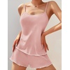 image:imageEkouaer Womens Cami Pajama Sets 2 Piece Ribbed Knit PJsLight Pink