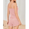 image:imageEkouaer Womens Cami Pajama Sets 2 Piece Ribbed Knit PJsLight Pink