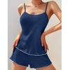 image:imageEkouaer Womens Cami Pajama Sets 2 Piece Ribbed Knit PJsNavy Blue