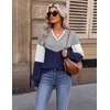 image:imageEkouaer Womens Fall V Neck Sweaters Knit Lightweight Long Sleeve Tops 20261agrey  Navy
