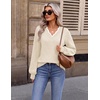 image:imageEkouaer Womens Fall V Neck Sweaters Knit Lightweight Long Sleeve Tops 2026Apricot