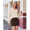image:imageEkouaer Womens Fall V Neck Sweaters Knit Lightweight Long Sleeve Tops 2026Apricot