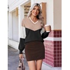image:imageEkouaer Womens Fall V Neck Sweaters Knit Lightweight Long Sleeve Tops 2026Black  Khaki
