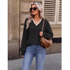 image:imageEkouaer Womens Fall V Neck Sweaters Knit Lightweight Long Sleeve Tops 2026Black