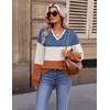 image:imageEkouaer Womens Fall V Neck Sweaters Knit Lightweight Long Sleeve Tops 2026Blue  Terracotta