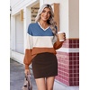 image:imageEkouaer Womens Fall V Neck Sweaters Knit Lightweight Long Sleeve Tops 2026Blue  Terracotta