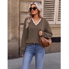 image:imageEkouaer Womens Fall V Neck Sweaters Knit Lightweight Long Sleeve Tops 2026Brown