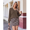 image:imageEkouaer Womens Fall V Neck Sweaters Knit Lightweight Long Sleeve Tops 2026Brown