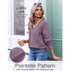image:imageEkouaer Womens Fall V Neck Sweaters Knit Lightweight Long Sleeve Tops 2026Grey Purple