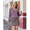 image:imageEkouaer Womens Fall V Neck Sweaters Knit Lightweight Long Sleeve Tops 2026Grey Purple