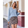 image:imageEkouaer Womens Fall V Neck Sweaters Knit Lightweight Long Sleeve Tops 2026Light Blue