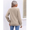 image:imageEkouaer Womens Fall V Neck Sweaters Knit Lightweight Long Sleeve Tops 2026Light Khaki