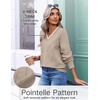 image:imageEkouaer Womens Fall V Neck Sweaters Knit Lightweight Long Sleeve Tops 2026Light Khaki
