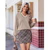 image:imageEkouaer Womens Fall V Neck Sweaters Knit Lightweight Long Sleeve Tops 2026Light Khaki