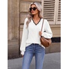 image:imageEkouaer Womens Fall V Neck Sweaters Knit Lightweight Long Sleeve Tops 2026White