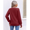 image:imageEkouaer Womens Fall V Neck Sweaters Knit Lightweight Long Sleeve Tops 2026Wine Red
