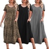 image:imageEkouaer 3 Pack Long Nightgowns for Women House Dress with Pocket Moo MoosBlackGreyLeopard