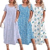image:imageEkouaer 3 Pack Long Nightgowns for Women House Dress with Pocket Moo MoosHydrangea BowBlue FloralLilac Flower