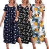 image:imageEkouaer 3 Pack Long Nightgowns for Women House Dress with Pocket Moo MoosNavy Blue FlowersPink Black FlowersTie Dye Plants