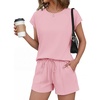 image:imageEkouaer Cotton Pajamas for Women Set 2 Piece Cap Sleeve Lounge SetsPink
