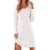 image:imageEkouaer Long Sleeve Nightgowns for Women Cute Fleece Ribbed Sleep DressRed Cherry