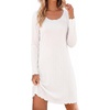 image:imageEkouaer Long Sleeve Nightgowns for Women Cute Fleece Ribbed Sleep DressWhite