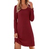 image:imageEkouaer Long Sleeve Nightgowns for Women Cute Fleece Ribbed Sleep DressWine Red