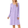 image:imageEkouaer Long Sleeve Nightgowns for Women Soft Knit House Dress SleepshirtsPurple Flower