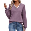image:imageEkouaer Womens Fall V Neck Sweaters Knit Lightweight Long Sleeve Tops 2026Grey Purple