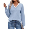 image:imageEkouaer Womens Fall V Neck Sweaters Knit Lightweight Long Sleeve Tops 2026Light Blue