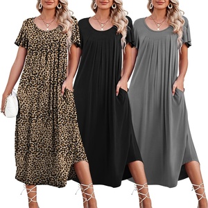 image:imageEkouaer 3 Pack Long Nightgowns for Women House Dress with Pocket Moo MoosBlackGreyLeopard