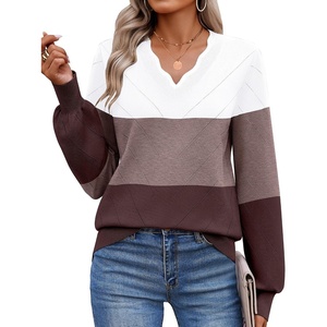 image:imageEkouaer Womens Fall V Neck Sweaters Knit Lightweight Long Sleeve Tops 20261dusty Mauve Purple  White