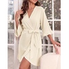 image:imageEkouaer Robes for Women Lightweight Waffle Knit Short Ruffle Bath RobeBeige