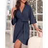 image:imageEkouaer Robes for Women Lightweight Waffle Knit Short Ruffle Bath RobeDark Blue