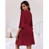 image:imageEkouaer Robes for Women Lightweight Waffle Knit Short Ruffle Bath RobeWine Red
