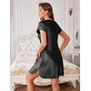image:imageEkouaer Satin Nightgowns for Women Lace Nightgown Short Sleeve NightshirtBlack