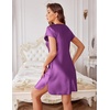 image:imageEkouaer Satin Nightgowns for Women Lace Nightgown Short Sleeve NightshirtBright Purple