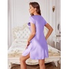 image:imageEkouaer Satin Nightgowns for Women Lace Nightgown Short Sleeve NightshirtLilac