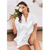 image:imageEkouaer Satin Pajama Set for Women 2 Piece Pj Sets Short Sleeve SleepwearAwhite