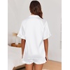 image:imageEkouaer Satin Pajama Set for Women 2 Piece Pj Sets Short Sleeve SleepwearAwhite