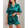 image:imageEkouaer Satin Pajama Set for Women 2 Piece Pj Sets Short Sleeve SleepwearBlue Green